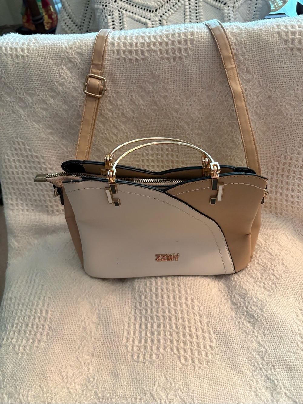 Two-Tone Cream & White Mini Satchel
